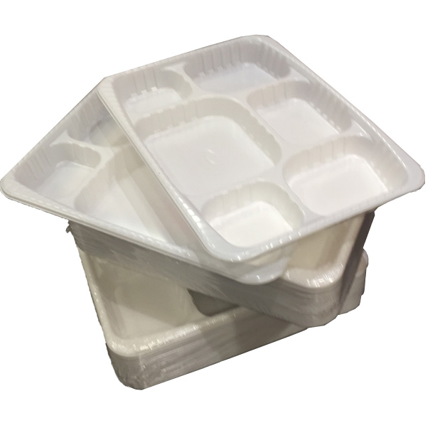 600 x Premium Heavy Duty '6 Compartment' White Disposable Plastic Plates